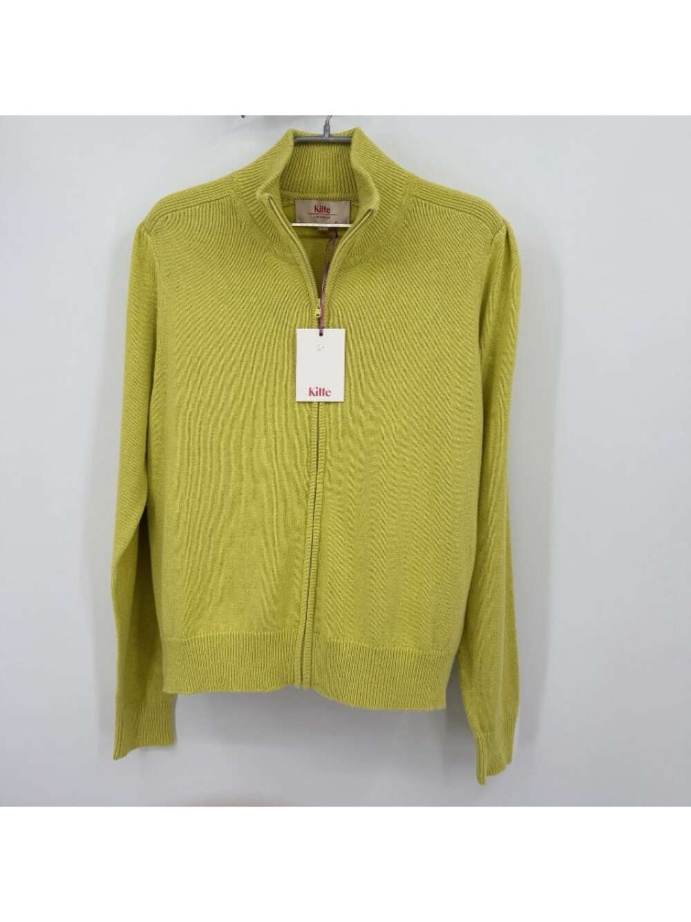 Kilte Collection The Rei Cotton-Cashmere Full Zip Jacket in Lemon Lime 3 L/XL